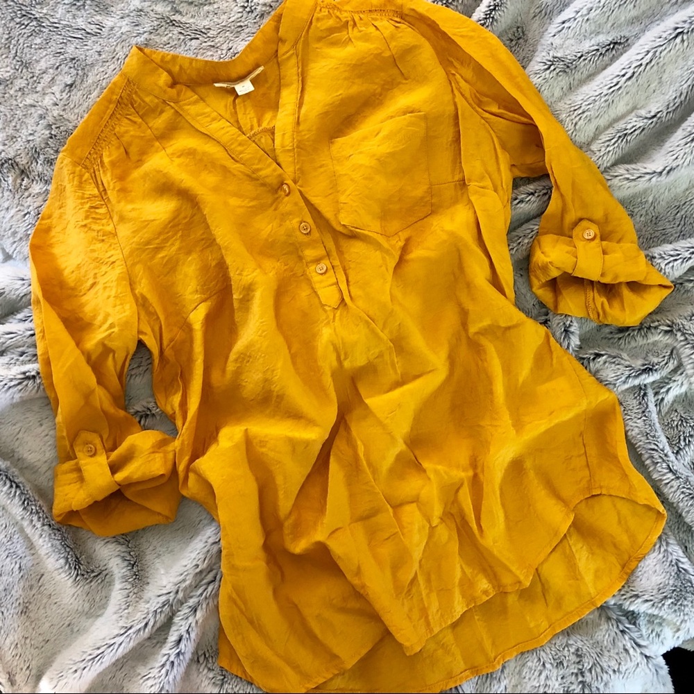 Anthro Mustard Popover Blouse 👘